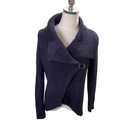 Elisabetta Sweater Women's Size Medium Purple Wool Blend Wrap Cardigan - Picture 1 of 5